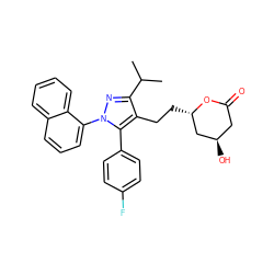 CC(C)c1nn(-c2cccc3ccccc23)c(-c2ccc(F)cc2)c1CC[C@H]1C[C@H](O)CC(=O)O1 ZINC000027216923