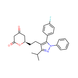 CC(C)c1nn(-c2ccccc2)c(-c2ccc(F)cc2)c1CC[C@@H]1CC(=O)CC(=O)O1 ZINC000027216884