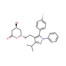 CC(C)c1nn(-c2ccccc2)c(-c2ccc(F)cc2)c1CC[C@H]1C[C@H](O)CC(=O)O1 ZINC000027209760