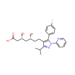 CC(C)c1nn(-c2ccccn2)c(-c2ccc(F)cc2)c1CC[C@@H](O)C[C@@H](O)CC(=O)O ZINC000026186897