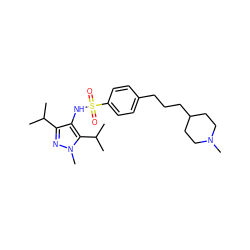 CC(C)c1nn(C)c(C(C)C)c1NS(=O)(=O)c1ccc(CCCC2CCN(C)CC2)cc1 ZINC000149993466