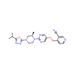 CC(C)c1nnc(N2CCN(c3ncc(OCc4ccncc4C#N)cn3)[C@H](C)C2)o1 ZINC000169320873