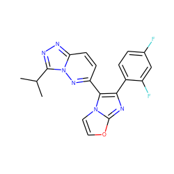 CC(C)c1nnc2ccc(-c3c(-c4ccc(F)cc4F)nc4occn34)nn12 ZINC000063539260