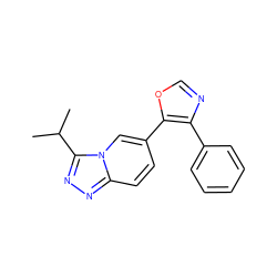 CC(C)c1nnc2ccc(-c3ocnc3-c3ccccc3)cn12 ZINC000001491600