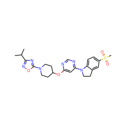 CC(C)c1noc(N2CCC(Oc3cc(N4CCc5cc(S(C)(=O)=O)ccc54)ncn3)CC2)n1 ZINC000068245909