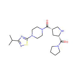 CC(C)c1nsc(N2CCN(C(=O)[C@@H]3CN[C@H](C(=O)N4CCCC4)C3)CC2)n1 ZINC000029130496