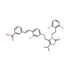 CC(C)c1oc(=O)n(CCc2c(Cl)cccc2Cl)c1COc1ccc(/C=C/c2cccc(C(=O)O)c2)c(Cl)c1 ZINC000299819630