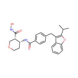 CC(C)c1oc2ccccc2c1Cc1ccc(C(=O)N[C@@H]2CCOC[C@@H]2C(=O)NO)cc1 ZINC000029127258