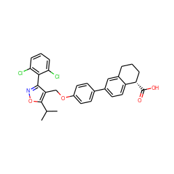 CC(C)c1onc(-c2c(Cl)cccc2Cl)c1COc1ccc(-c2ccc3c(c2)CCC[C@@H]3C(=O)O)cc1 ZINC000072125781