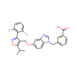 CC(C)c1onc(-c2c(Cl)cccc2Cl)c1COc1ccc2c(c1)ncn2Cc1cccc(C(=O)O)c1 ZINC000043009792