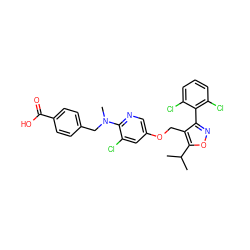 CC(C)c1onc(-c2c(Cl)cccc2Cl)c1COc1cnc(N(C)Cc2ccc(C(=O)O)cc2)c(Cl)c1 ZINC000058538161