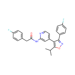 CC(C)c1onc(-c2ccc(F)cc2)c1-c1ccnc(NC(=O)Cc2ccc(F)cc2)c1 ZINC000045260003