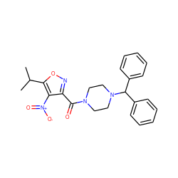 CC(C)c1onc(C(=O)N2CCN(C(c3ccccc3)c3ccccc3)CC2)c1[N+](=O)[O-] ZINC000020285409