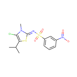 CC(C)c1s/c(=N\S(=O)(=O)c2cccc([N+](=O)[O-])c2)n(C)c1Cl ZINC000014944777