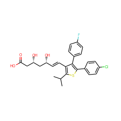 CC(C)c1sc(-c2ccc(Cl)cc2)c(-c2ccc(F)cc2)c1/C=C/[C@@H](O)C[C@@H](O)CC(=O)O ZINC000027643800