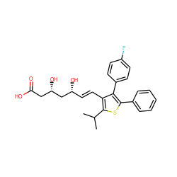 CC(C)c1sc(-c2ccccc2)c(-c2ccc(F)cc2)c1/C=C/[C@@H](O)C[C@@H](O)CC(=O)O ZINC000027637928