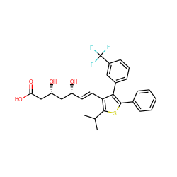 CC(C)c1sc(-c2ccccc2)c(-c2cccc(C(F)(F)F)c2)c1/C=C/[C@@H](O)C[C@@H](O)CC(=O)O ZINC000027628571