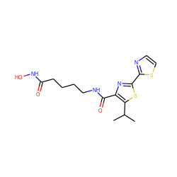 CC(C)c1sc(-c2nccs2)nc1C(=O)NCCCCC(=O)NO ZINC000147355793