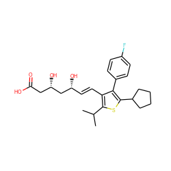 CC(C)c1sc(C2CCCC2)c(-c2ccc(F)cc2)c1/C=C/[C@@H](O)C[C@@H](O)CC(=O)O ZINC000027632302