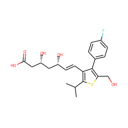 CC(C)c1sc(CO)c(-c2ccc(F)cc2)c1/C=C/[C@@H](O)C[C@@H](O)CC(=O)O ZINC000027632801