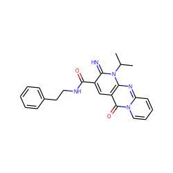 CC(C)n1c(=N)c(C(=O)NCCc2ccccc2)cc2c(=O)n3ccccc3nc21 ZINC000100425685