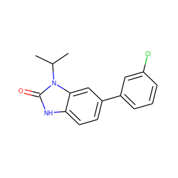 CC(C)n1c(=O)[nH]c2ccc(-c3cccc(Cl)c3)cc21 ZINC000000026393