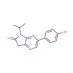 CC(C)n1c(=O)[nH]c2ncc(-c3ccc(O)cc3)nc21 ZINC000082154976