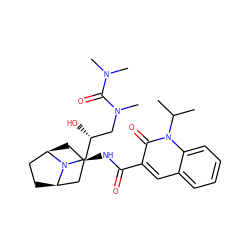 CC(C)n1c(=O)c(C(=O)N[C@@H]2C[C@@H]3CC[C@H](C2)N3C[C@H](O)CN(C)C(=O)N(C)C)cc2ccccc21 ZINC000101531617