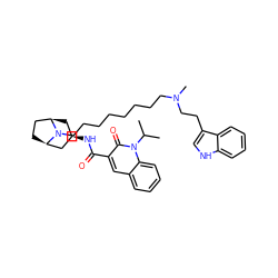 CC(C)n1c(=O)c(C(=O)N[C@@H]2C[C@@H]3CC[C@H](C2)N3CCCCCCCCN(C)CCc2c[nH]c3ccccc23)cc2ccccc21 ZINC000101805179