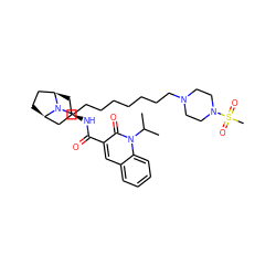 CC(C)n1c(=O)c(C(=O)N[C@@H]2C[C@@H]3CC[C@H](C2)N3CCCCCCCCN2CCN(S(C)(=O)=O)CC2)cc2ccccc21 ZINC000101799388