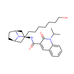 CC(C)n1c(=O)c(C(=O)N[C@@H]2C[C@@H]3CC[C@H](C2)N3CCCCCCCCO)cc2ccccc21 ZINC000101829769