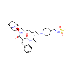 CC(C)n1c(=O)c(C(=O)N[C@@H]2C[C@@H]3CC[C@H](C2)N3CCCCCCCN2CCC(CNS(C)(=O)=O)CC2)cc2ccccc21 ZINC000101759157