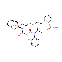 CC(C)n1c(=O)c(C(=O)N[C@@H]2C[C@@H]3CC[C@H](C2)N3CCCCCCCN2CCC[C@@H]2C(N)=O)cc2ccccc21 ZINC000101756737