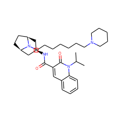 CC(C)n1c(=O)c(C(=O)N[C@@H]2C[C@@H]3CC[C@H](C2)N3CCCCCCCN2CCCCC2)cc2ccccc21 ZINC000101790446