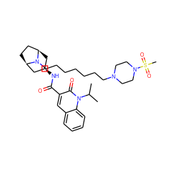 CC(C)n1c(=O)c(C(=O)N[C@@H]2C[C@@H]3CC[C@H](C2)N3CCCCCCCN2CCN(S(C)(=O)=O)CC2)cc2ccccc21 ZINC000102165409