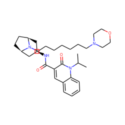 CC(C)n1c(=O)c(C(=O)N[C@@H]2C[C@@H]3CC[C@H](C2)N3CCCCCCCN2CCOCC2)cc2ccccc21 ZINC000101809327