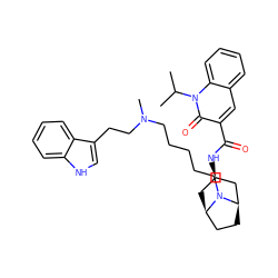 CC(C)n1c(=O)c(C(=O)N[C@@H]2C[C@@H]3CC[C@H](C2)N3CCCCCN(C)CCc2c[nH]c3ccccc23)cc2ccccc21 ZINC000101825438