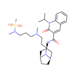 CC(C)n1c(=O)c(C(=O)N[C@@H]2C[C@@H]3CC[C@H](C2)N3CCCN(C)CCCN(C)S(C)(=O)=O)cc2ccccc21 ZINC000101807786