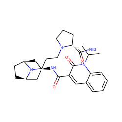 CC(C)n1c(=O)c(C(=O)N[C@@H]2C[C@@H]3CC[C@H](C2)N3CCCN2CCC[C@@H]2C(N)=O)cc2ccccc21 ZINC000101817650