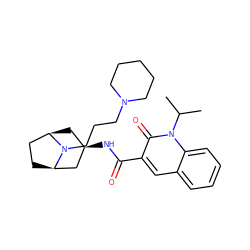 CC(C)n1c(=O)c(C(=O)N[C@@H]2C[C@@H]3CC[C@H](C2)N3CCCN2CCCCC2)cc2ccccc21 ZINC000101824891