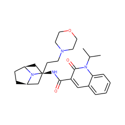 CC(C)n1c(=O)c(C(=O)N[C@@H]2C[C@@H]3CC[C@H](C2)N3CCCN2CCOCC2)cc2ccccc21 ZINC000101785136