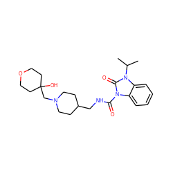 CC(C)n1c(=O)n(C(=O)NCC2CCN(CC3(O)CCOCC3)CC2)c2ccccc21 ZINC000118651992