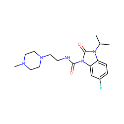 CC(C)n1c(=O)n(C(=O)NCCN2CCN(C)CC2)c2cc(F)ccc21 ZINC000022939341