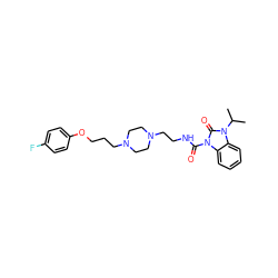 CC(C)n1c(=O)n(C(=O)NCCN2CCN(CCCOc3ccc(F)cc3)CC2)c2ccccc21 ZINC000022939336