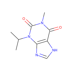 CC(C)n1c(=O)n(C)c(=O)c2[nH]cnc21 ZINC000013473618