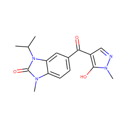 CC(C)n1c(=O)n(C)c2ccc(C(=O)c3cnn(C)c3O)cc21 ZINC000299871567