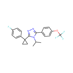 CC(C)n1c(-c2ccc(OC(F)(F)F)cc2)nnc1C1(c2ccc(F)cc2)CC1 ZINC000039111147