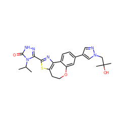 CC(C)n1c(-c2nc3c(s2)CCOc2cc(-c4cnn(CC(C)(C)O)c4)ccc2-3)n[nH]c1=O ZINC000096269643