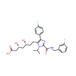 CC(C)n1c(C(=O)NCc2cccc(F)c2)nc(-c2ccc(F)cc2)c1CC[C@@H](O)C[C@@H](O)CC(=O)O ZINC000042878629