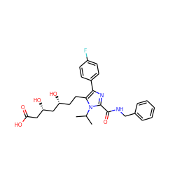 CC(C)n1c(C(=O)NCc2ccccc2)nc(-c2ccc(F)cc2)c1CC[C@@H](O)C[C@@H](O)CC(=O)O ZINC000011687463